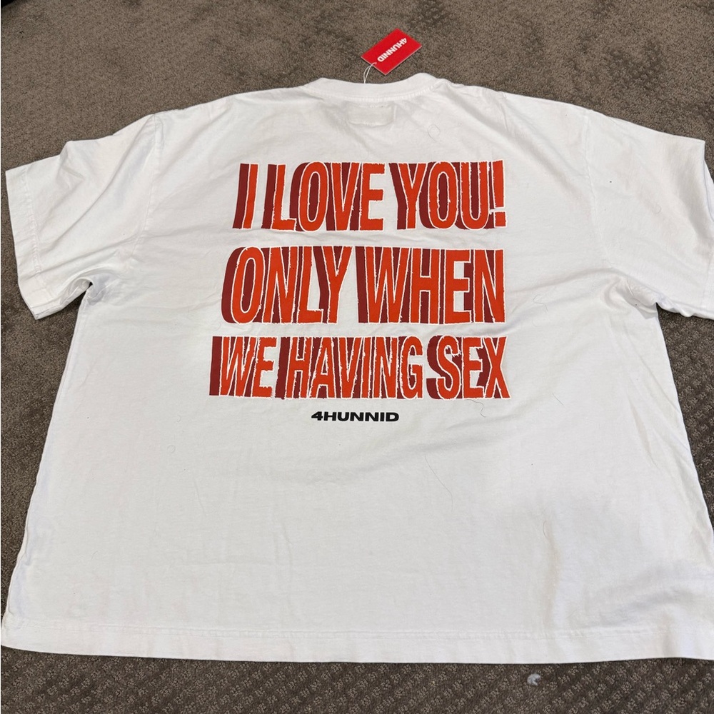 4Hunnid White and Red Graphic Tee